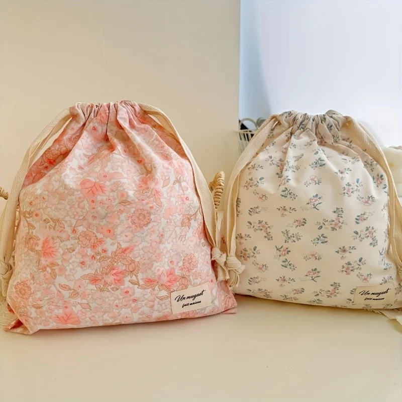 Home Embroidered Bow Drawstring Bag, Multipurpose Storage Box, Portable Travel and Household Dust Bag, Mom and Diaper Bag lijiao