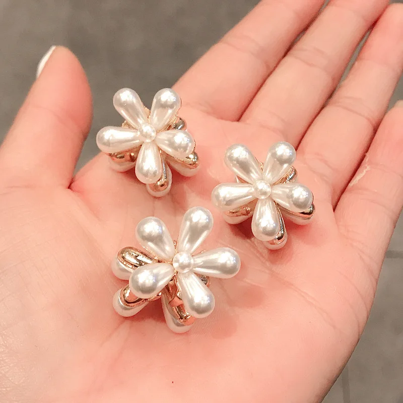 10pcs Mini Hair Claw Pearl Daisy Retro Girls Cute Hairpin Clips Hair Pearl Hairpin Flower Grab Clip