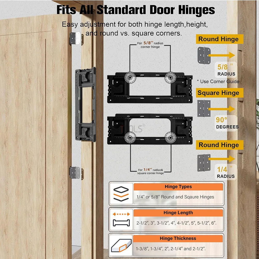 Woodworking Hinge Router Template Locator Door Hinge Mortising Jig Set for Cabinet Door Entry Door Hinge Lock Hole Installation