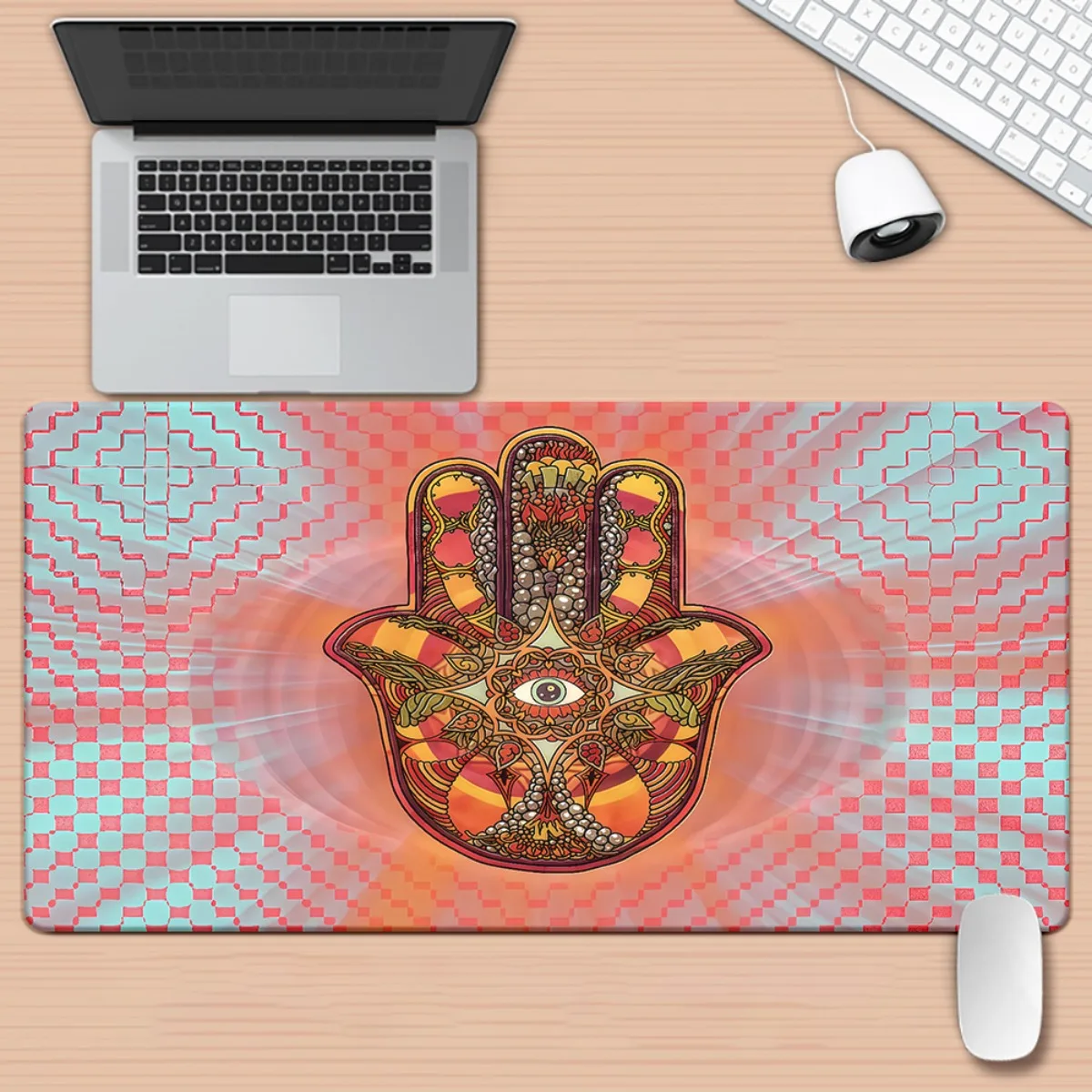 

Hamsa Hand Eye Design Extended Mouse Pad Rubber Non-Slip Desk Mat for Gaming Office