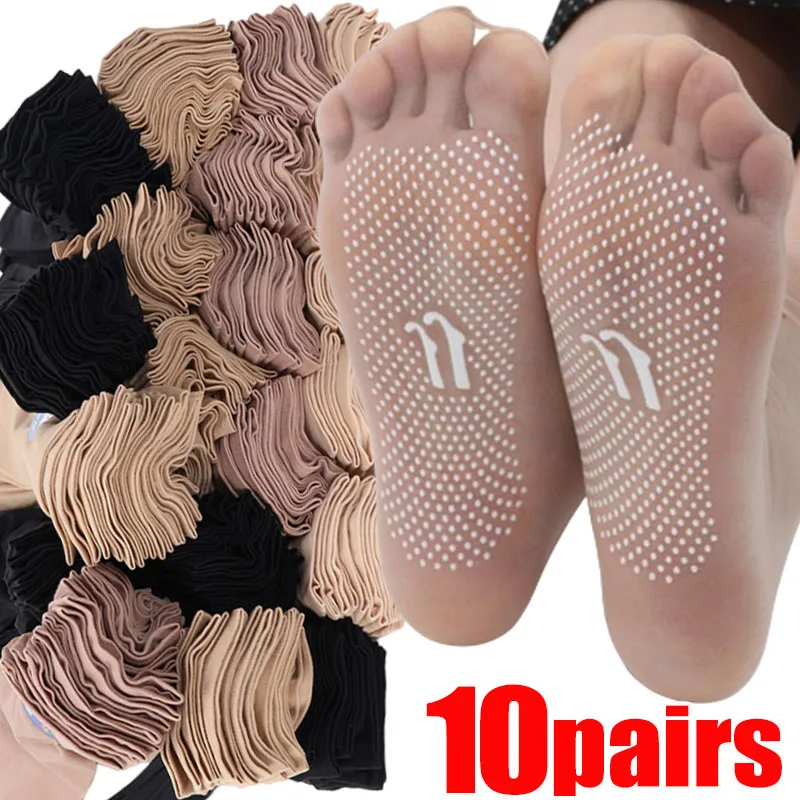 

10/1pairs Summer Socks Skin Color Transparent Ultrathin Women Crystal Non-slip Nylon Silk Socks Female Summer Short Ankle Meias