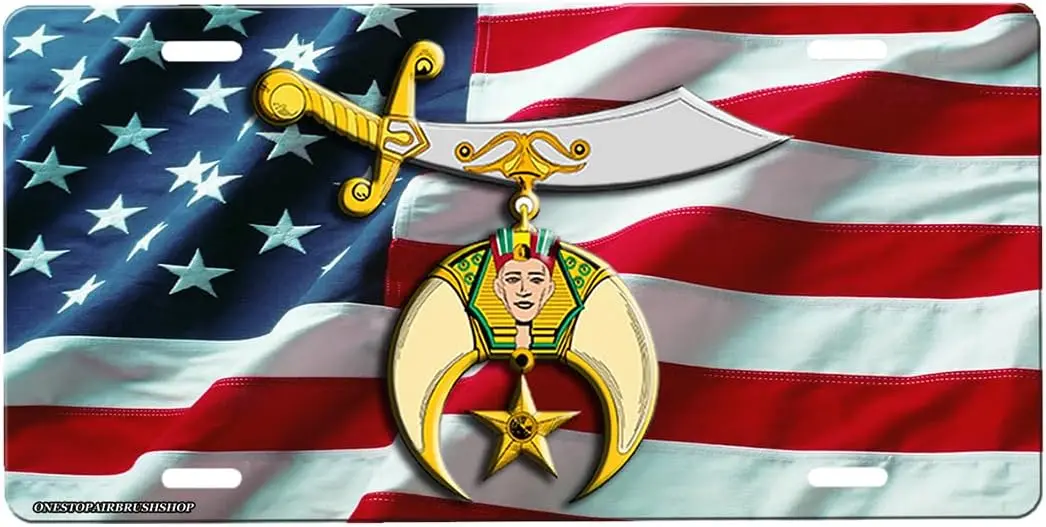 

Shriners American Flag Front Tin Sign with Custom Background Options