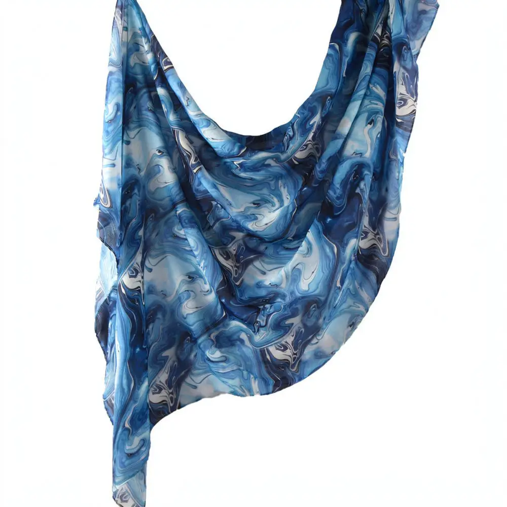 Lightweight Watercolor Tie Dye Scarf Women Long Wrap Cotton Polyester Blend Trendy Shawl Casual Headwear Elegant Hijab
