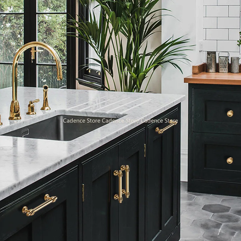 Solid Brass Knob and Handle T Shape Cabinet/Bookcase Handles Satin Brass Golden Drawer Pull Nordic Furniture Handles