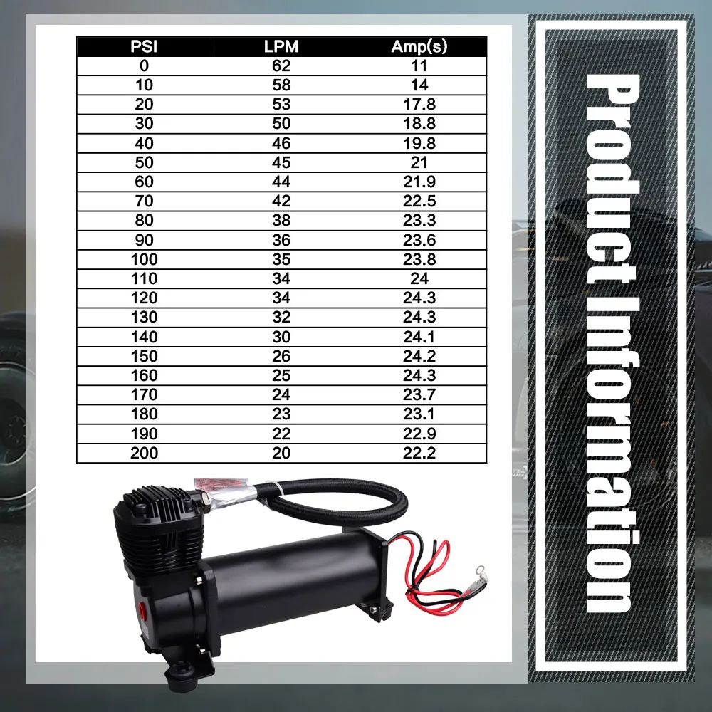 Super Silent 70DB SQ495 DC 12V 300PSI OUTLET 3/8 or 1/4 CARTEEAIR Car Air Suspension Compressor/ Pump Silver / Black