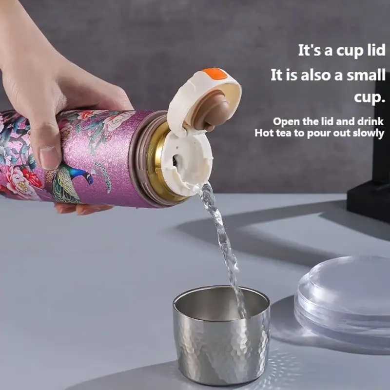 

Leak Proof Vacuum Insulated Mugs Retro Chinese Golden Pattern for Commuting B03E