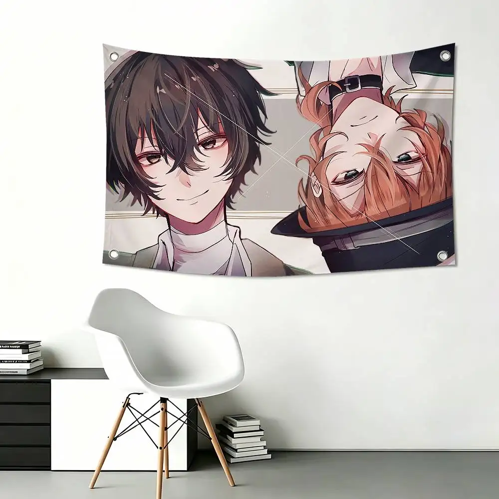 Anime B-Bungo S-Stray D-Dogs Funny Flags for Bedrooms Home Decor Items Outdoor Decors Garage Decoration Flaga