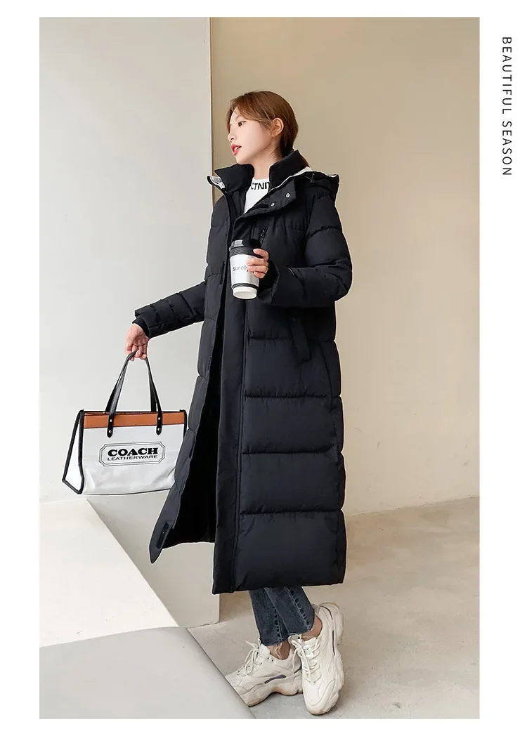 Women Parkas Coats Hooded Jackets Solid Pocket Zipper Long Sleeves Thick Slim Fit Wide Waist Elegant Casual  Autumn Winter