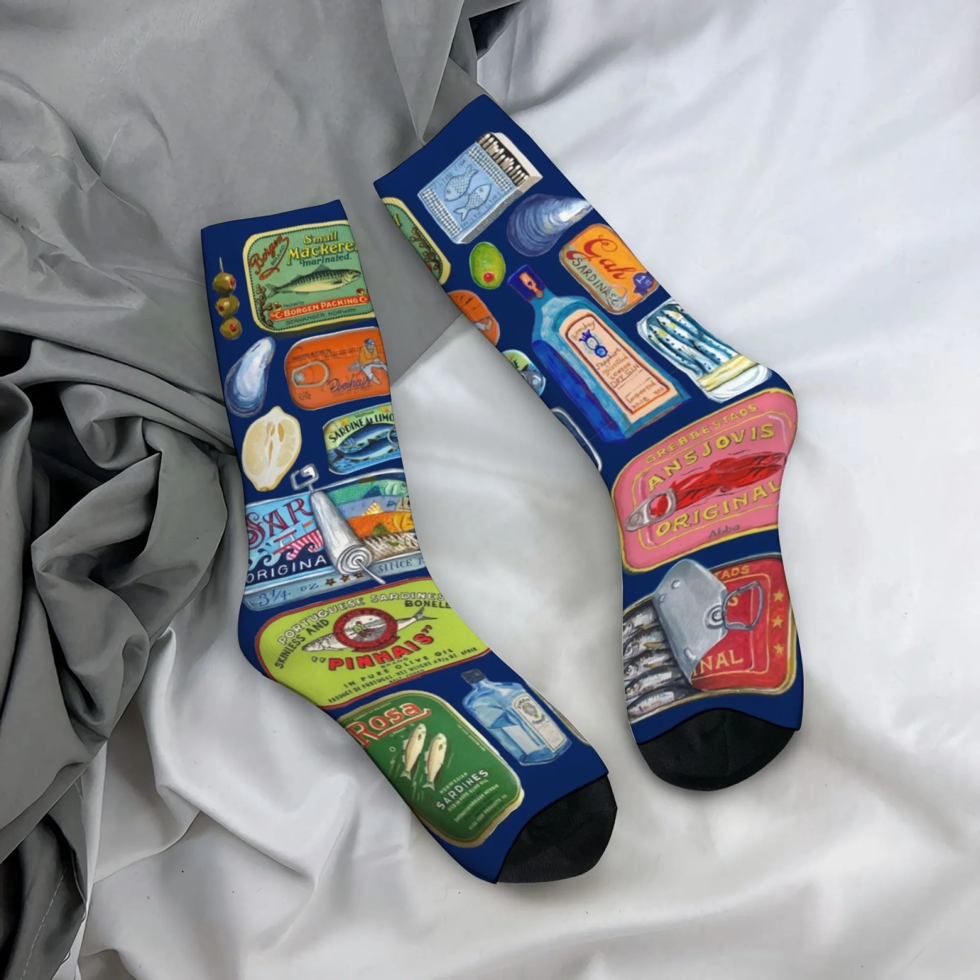 

Retro Fish Can Novelty Happy Socks Comfortable Breathable Casual Fashion Men's Socks Crazy Street Hip-Hop Funny Socks Party Gift