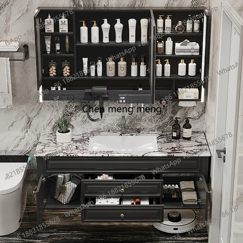 

Black Wooden Bathroom Cabinet Waterproof Modern Storage Shelf Bathroom Cabinet Mirror Vanity Badkamer Kastje Home Furniture