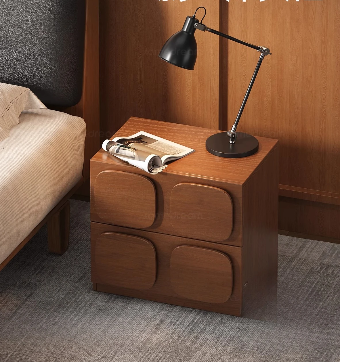 

ZML all solid wood medium and ancient style home bedroom bedside storage niche high-end card door cabinet