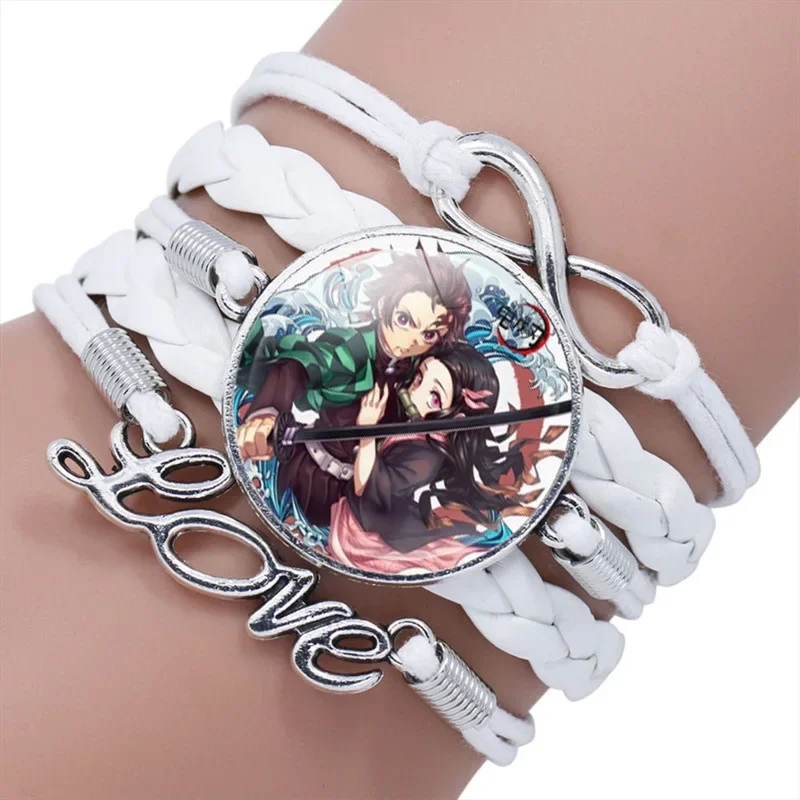 Pulsera de Anime trenzada Demon Slayer, accesorio de Cosplay, figura Kamado Tanjirou Nezuko, pulseras para parejas de niños y niñas, joyería, regalo