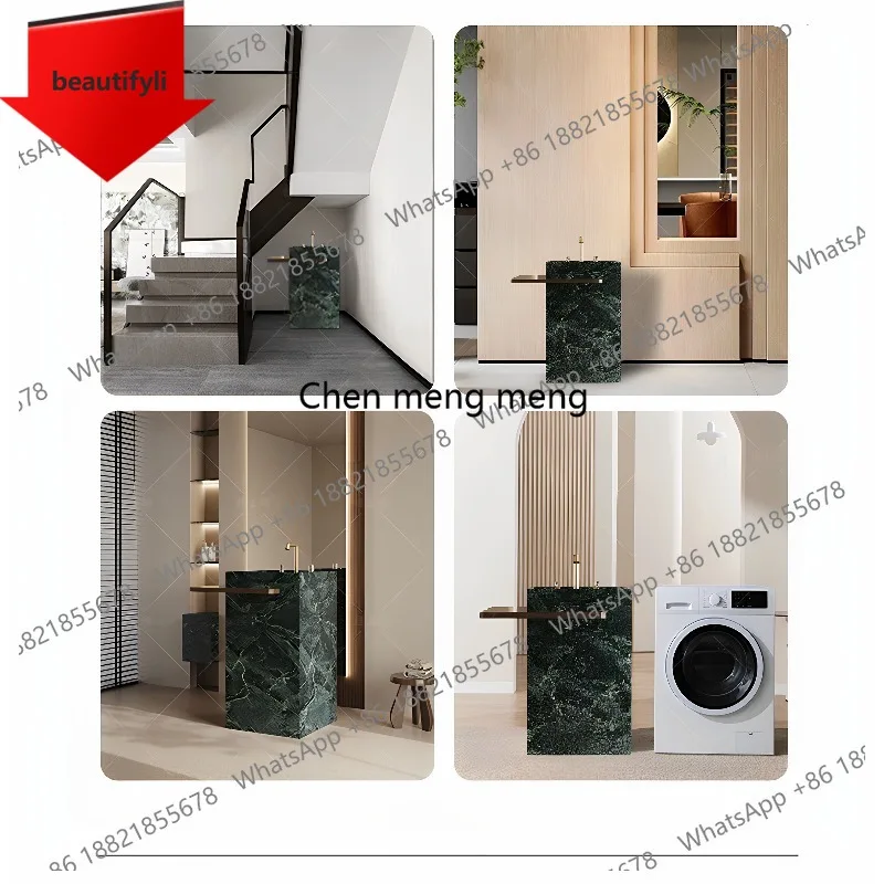 X188 Hotel commercial public villa wabi-sabi rock slab column basin outdoor floor-to-ceiling travertine wash basin