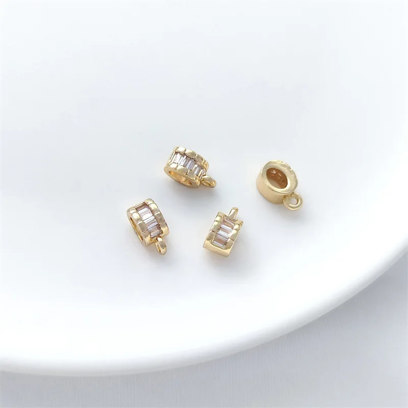 14K Gold Zirconium Melon Seeds Buckle, Pendant, Handmade DIY Pearl Necklace Bracelet Pendant Connecting Buckle Accessories