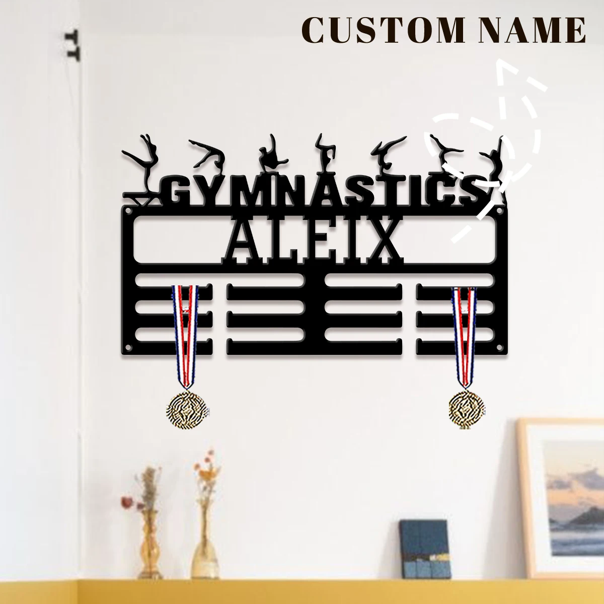 Custom Gymnastics Metal Medal Display Rack, Valentines Gift, for Room Decor, Suitable for Basketball, Football Exercise