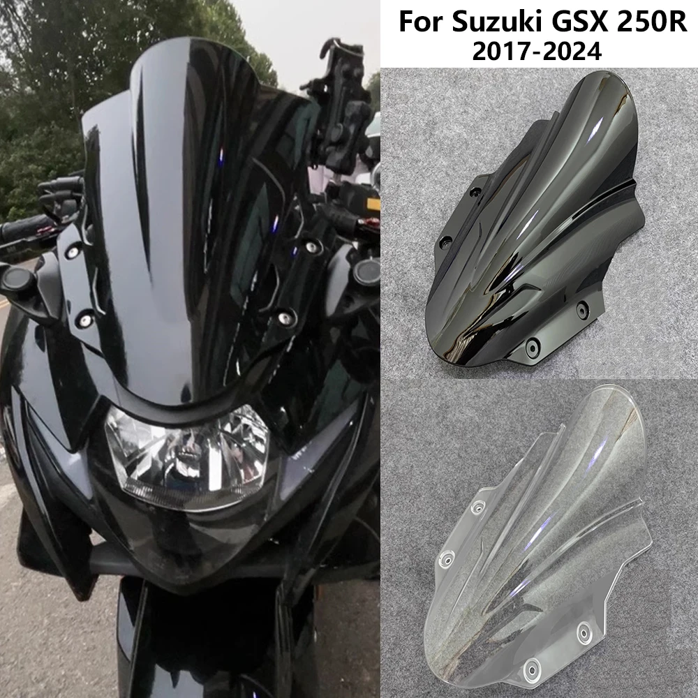 GSXR 250 Windscreen For Suzuki GSX 250R 2017 18 2019 2020 2021 2022 2023 2024 GSX250R Windshield Motorcycle Screen Double Bubble