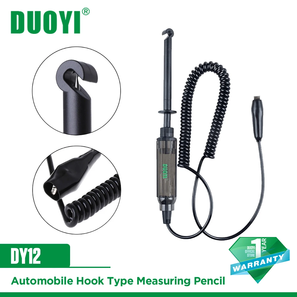 DUOYI DY12 Automotive Circuit Tester 6V 12V 24V Hook Probe Test Pencil Low Voltage Circuit Detect car Battery tester Analyzer