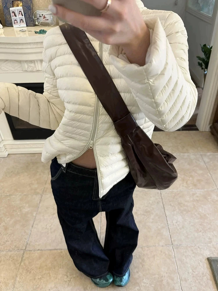 Piumino con cappuccio staccabile Elegante piumino da donna con piumino d'anatra bianco al 90% caldo invernale 2025 Nuovo arrivo invernale