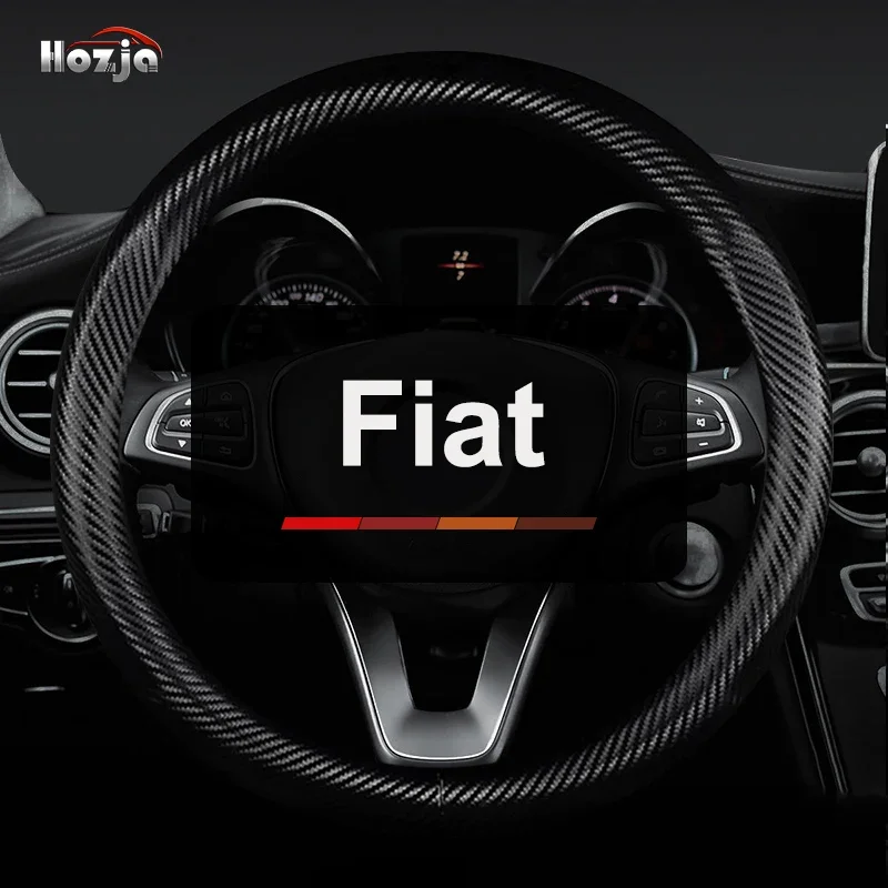 

Carbon Leather Car Steering Wheel Cover for Fiat 500 500l 500x Ducato Bravo Panda Freemont Stilo 2012 - 2024 Auto Accessories