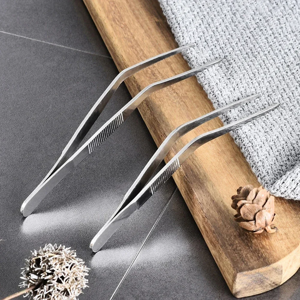 

Stainless Steel Tweezers Plating Chef Food Tweezer BBQ Clip Seafood Barbecue Tongs Serving Presentation Kitchen Tool 1Pc