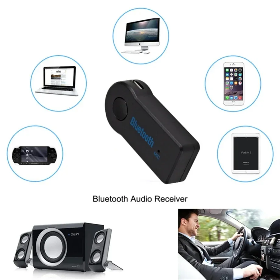 TABLLYUGE  Car Bluetooth Receiver Adapter 3.5mm  AUX Jack Stereo Audio Car Kit Transmitter Speaker Wireless Bluetooth Adapter