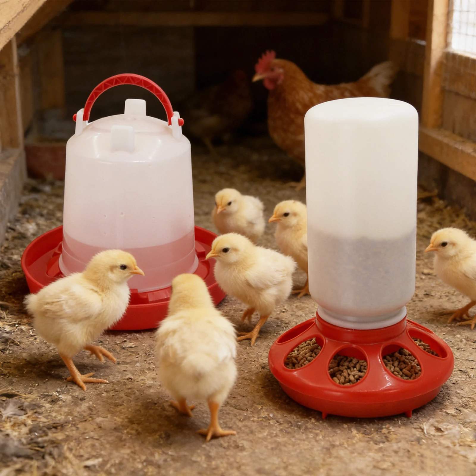 Comedero y Bebedero para Aves de Corral de 1L/1kg, Dispensador Automático de Agua y Comida para Pollos, Suministro para Ganado