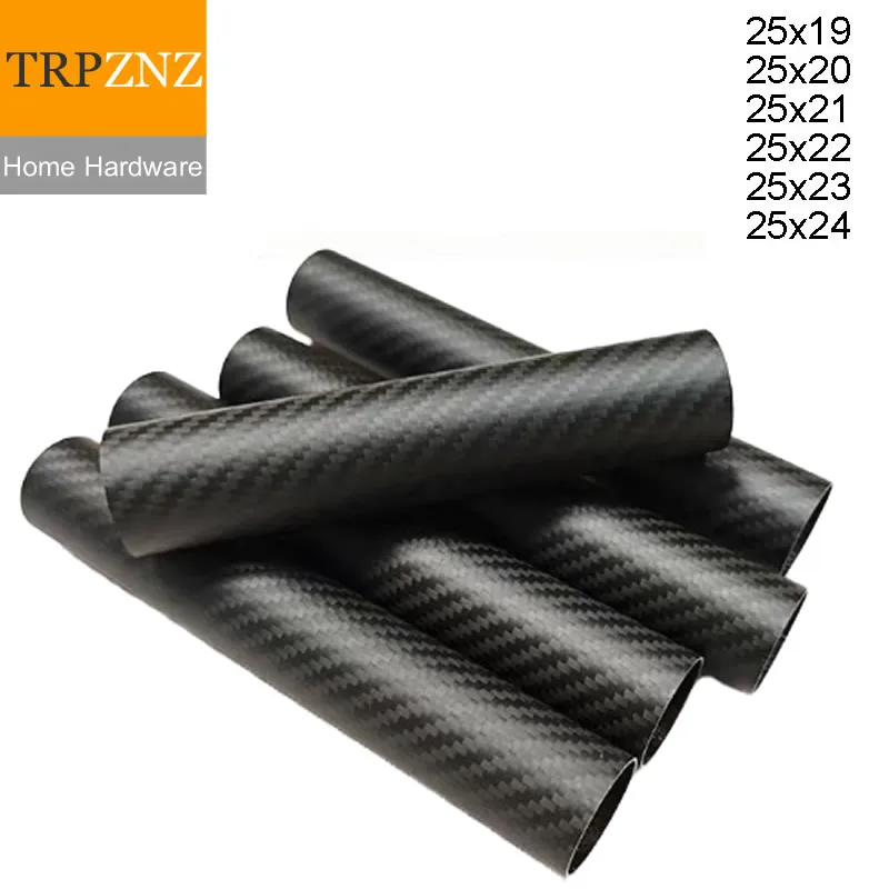 

3K Carbon Fiber Pipe Tube OD 25mm ID 19 20 21 22 23 24mm Length 500mm Lightweight Corrosion Resistant for Badminton racket