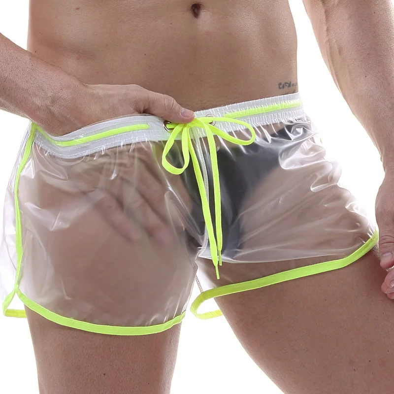 New Fashion Men Transparent Boxer Shorts Large Size Loose Swimwear Holiday Beachwear See-through Swimming Trunks Swimsuit