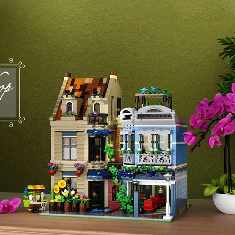 

2506 шт. MOC модульный цветочный магазин модель здания DIY творческая сборка набор блоков архитектурный дисплей игрушки подарок для взрослых