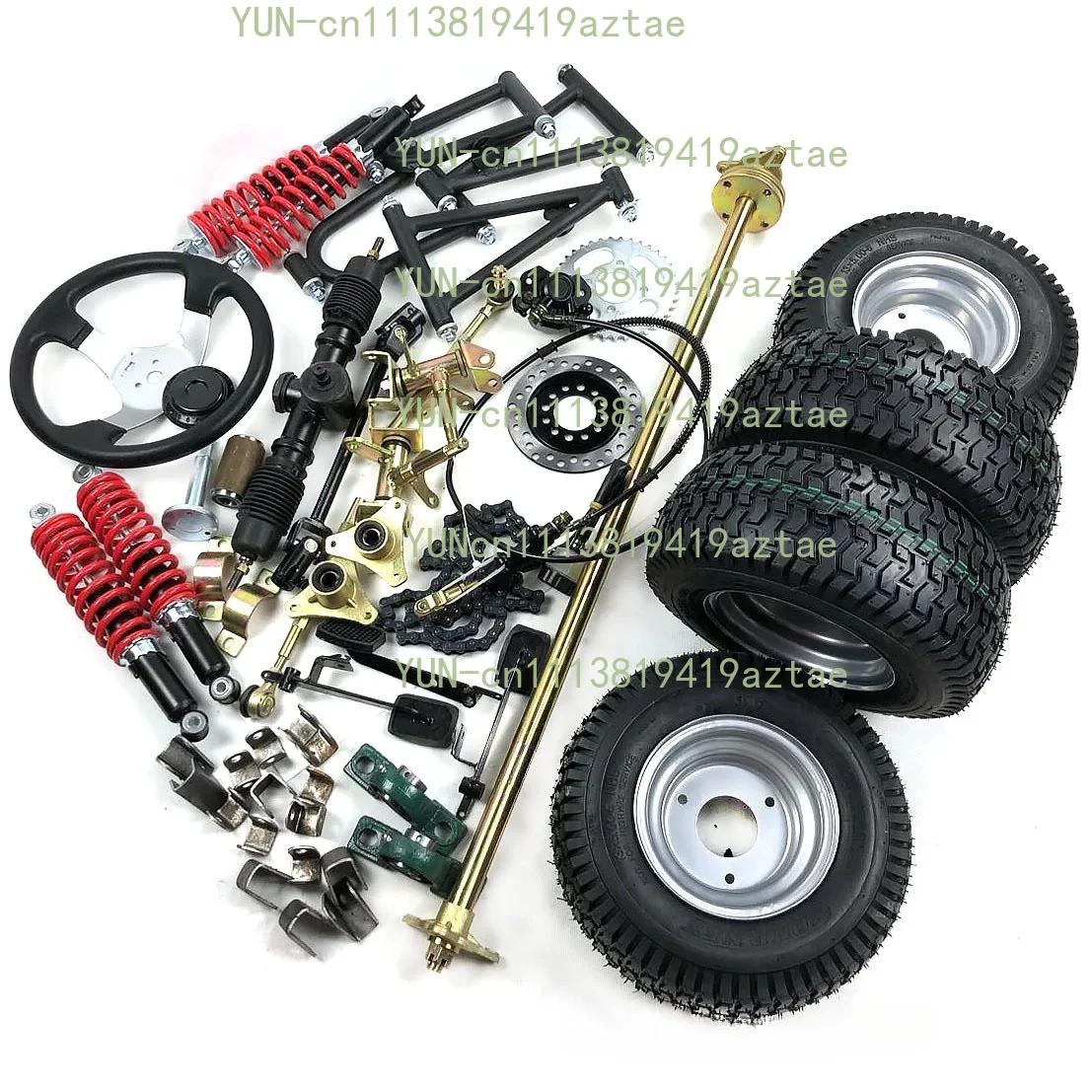 DIY Off-Road Go Kart Parts Front Steering & Complete Rear Axle Assembly Kit