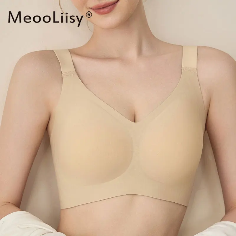 

MeooLiisy 5XL Plus Size Minimizer Ivisible Bras for Women Push Up No Wire Soft Underwear Full Coverage Brassiere