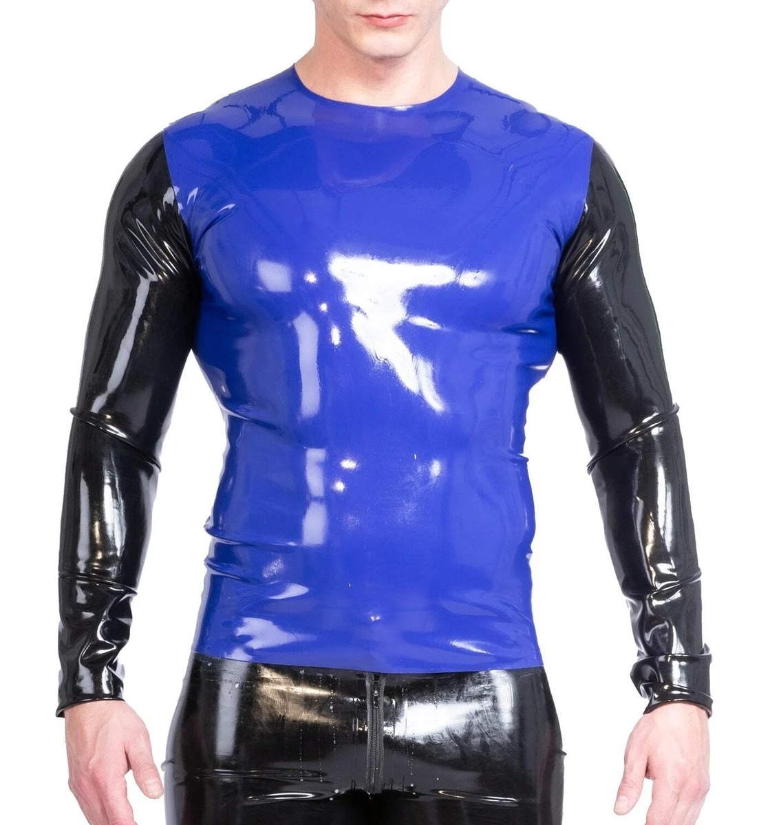 

Latex Rubber Blue Long Sleeves T-Shirt