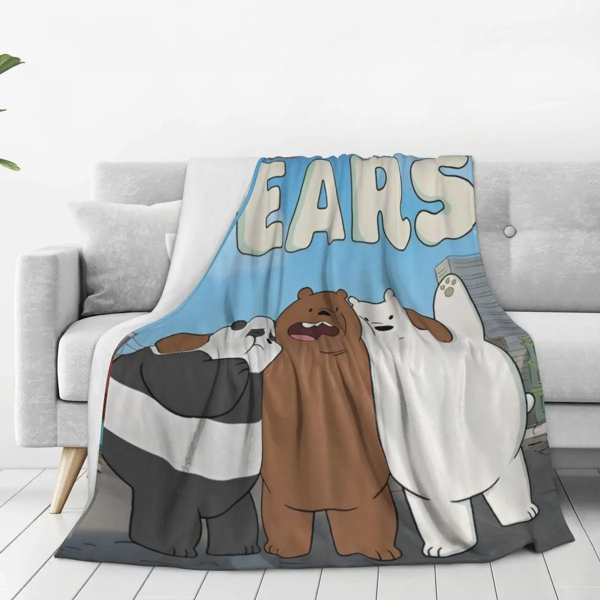 We Bare Bears Kawaii Cartoon  Panda Ice Bear Blanket Travel Office Flannel Bedding Throws For Home Decor Super Soft Bedspread