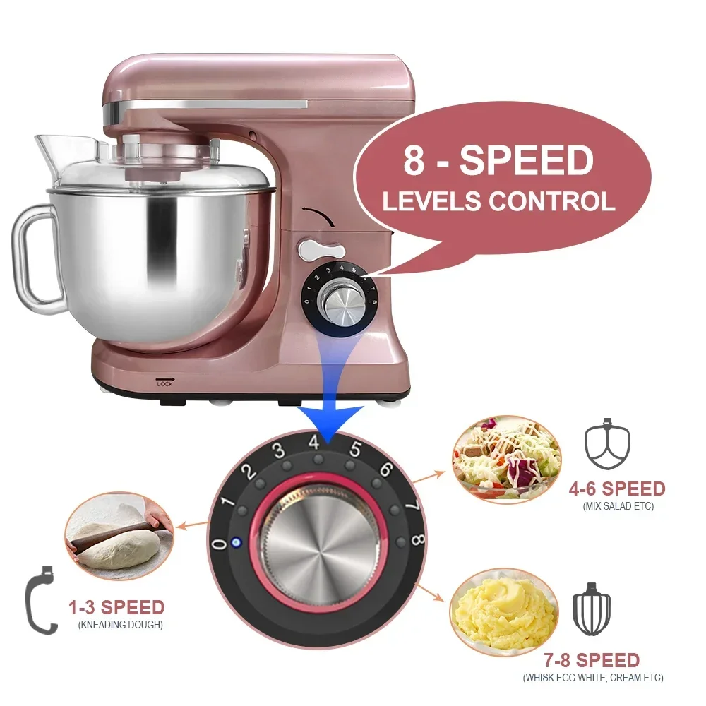 

Hot Sale Factory Ready-to-ship 7L Powerful Multifunctional Kitchen Food Processor Stand Mixer With Egg Whisk Dough Kneading Food