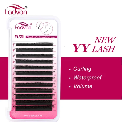FADVAN YY Shape 6-15mm Lashes 2D 0.07/0.05mm Faux Mink C/D Curl Natural Soft Brazilian Premade Volume Fan Eyelashes Extension