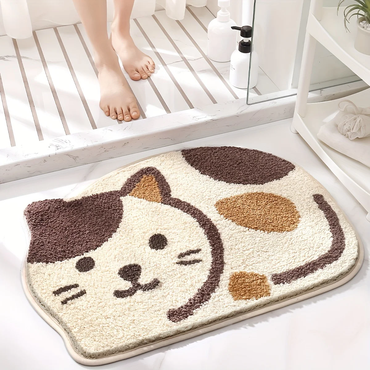 VIKAMA Cute Tiger Spotted Cat Carpet Soft and Comfortable Entrance Bathroom Entrance Carpet Home Decoration