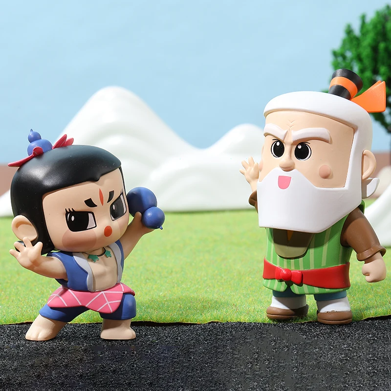 Shangmei animación oficial china Sun Wukong Nezha gato negro policía calabaza hermanos un solo oído abuelo modelo de figura de acción