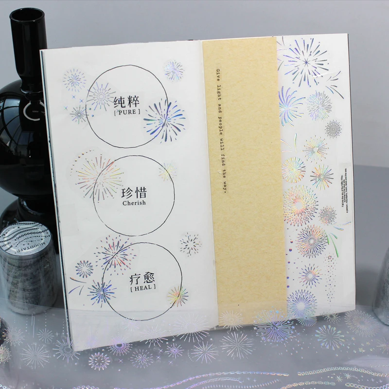 500cm Multiple Specifications Basic Chain Gear Landscaping Laser PET Tape Creative DIY Journal Collage Decor Material Stationery