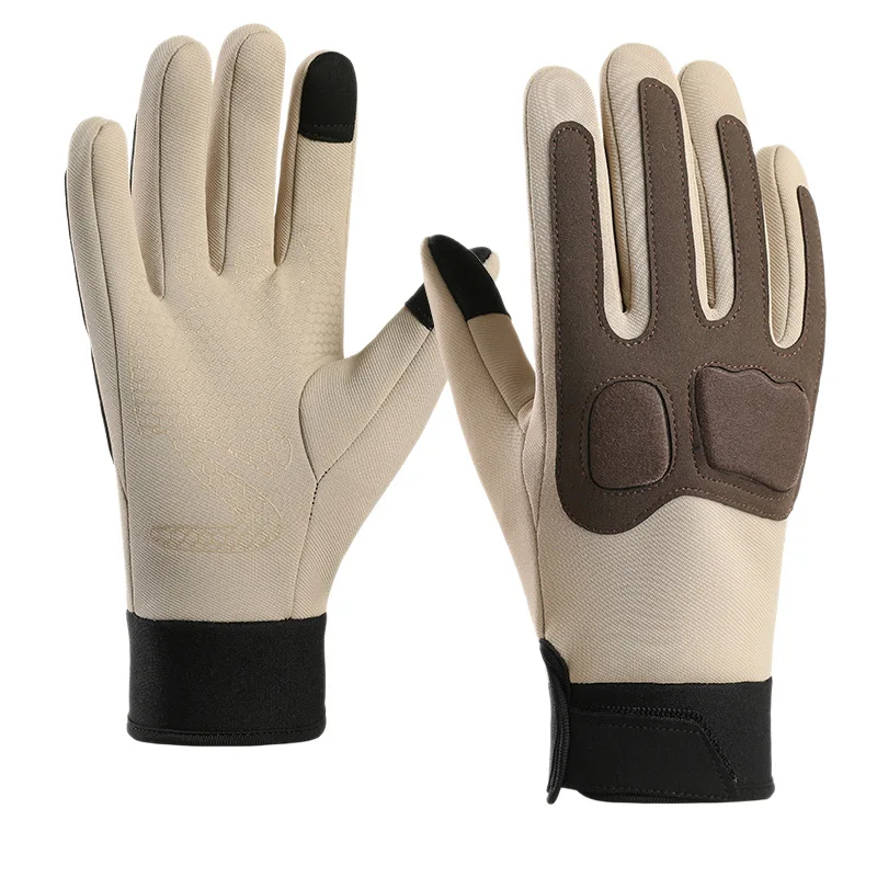 قفازات ركوب سميكة من الصوف الشتوي مخصصة - قفازات رياضية خارجية مقاومة للرياح ومقاومة للماء تعمل باللمس