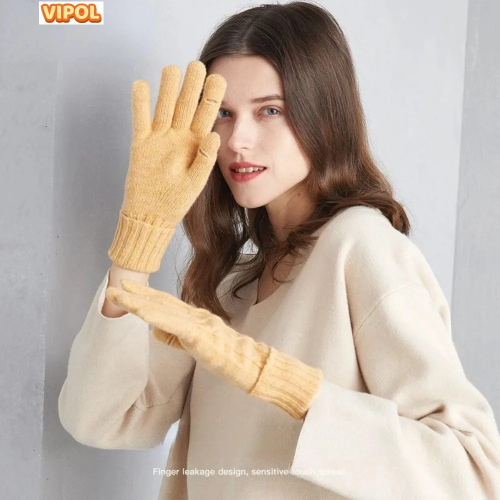 Wool gloves, lovely warm gloves for women in winter, touch-screen cold gloves, students riding and driving ladies gloves