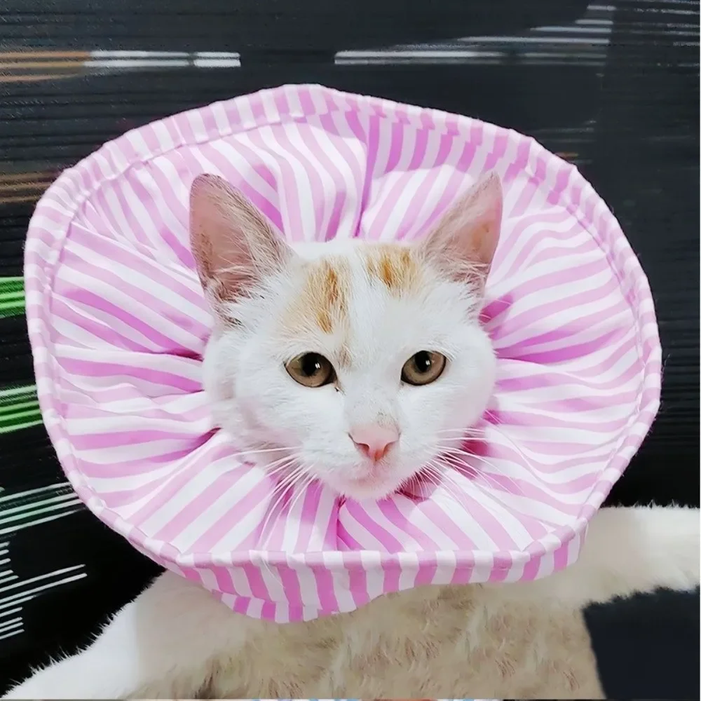 Soft Cat Protective Collar Anti-Bite Adjustable Elizabeth Hoop Neck Cover Drawstring Design Anti-licking