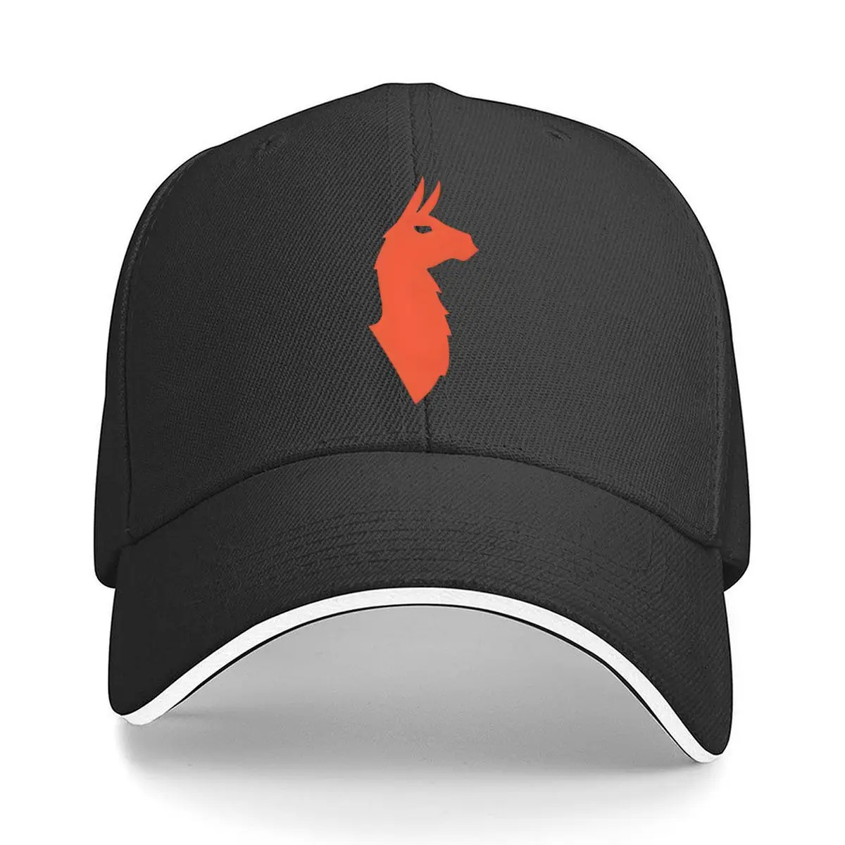 Orange Llama Head Silhouette Animal Graphic Sandwich Baseball Cap Outdoor