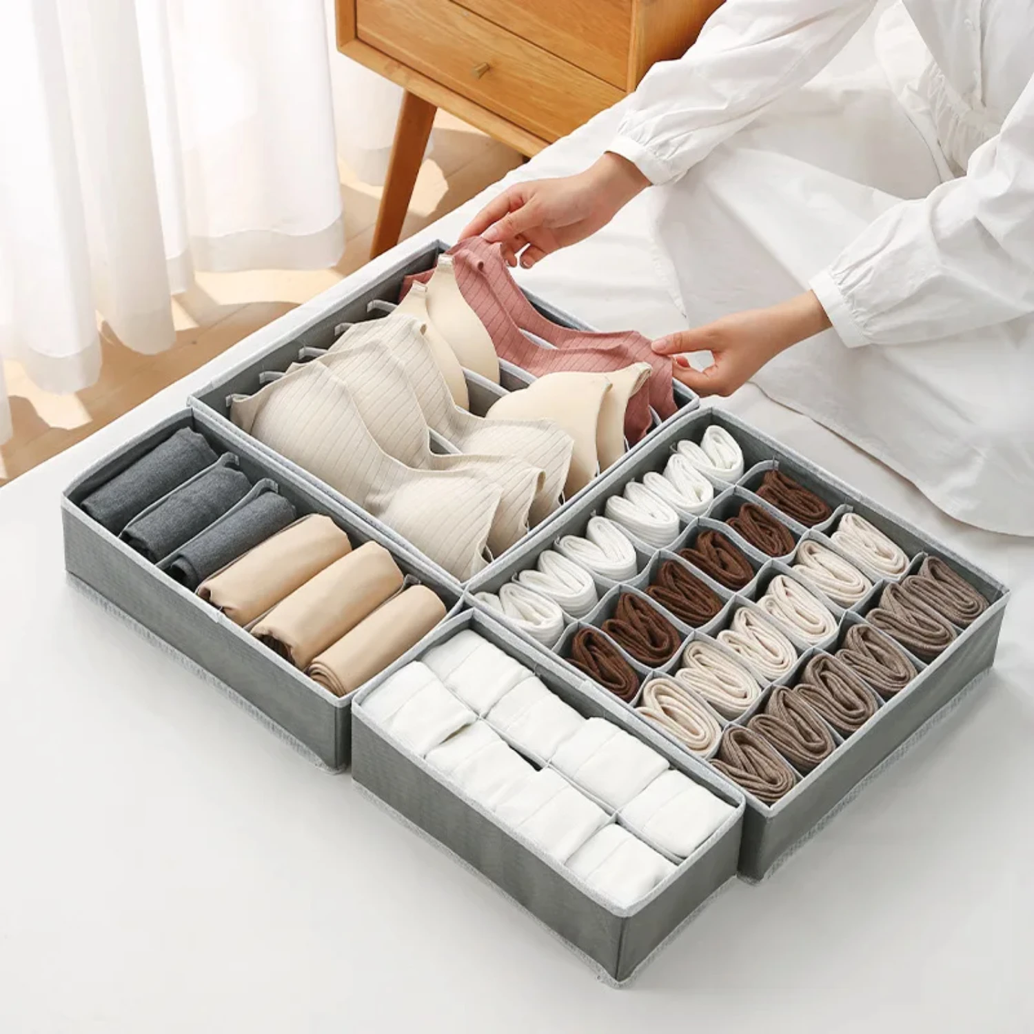 Organize your bedroom with these versatile and stylish Underwear, Panties, and Socks Storage Boxes and Organizers. Keep your clo