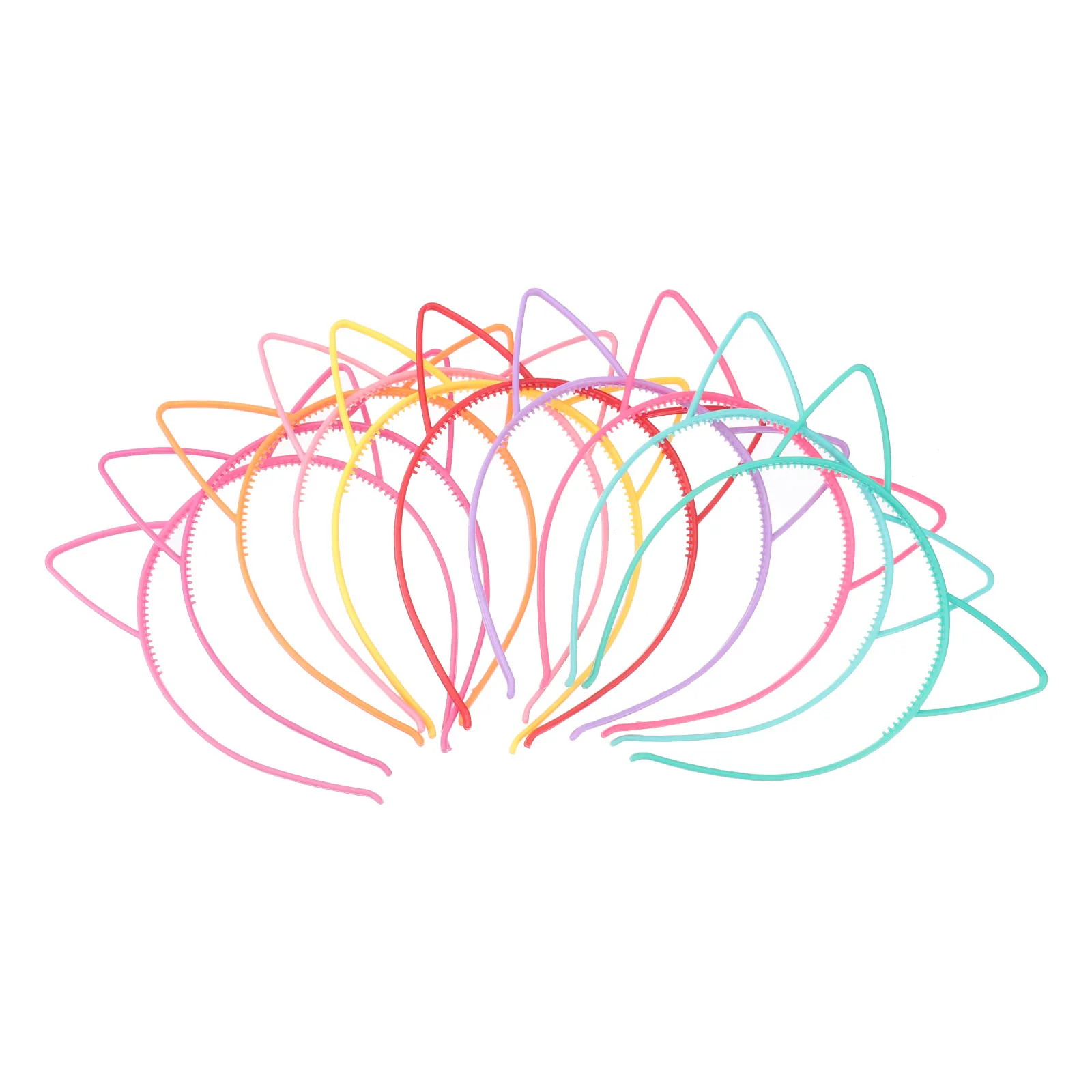 10Pcs Cat Bow Headband Women Girls Elastic Plastic Hair Band Smooth Surface Teeth Design for Prom Costume Ceremony Hair Styling