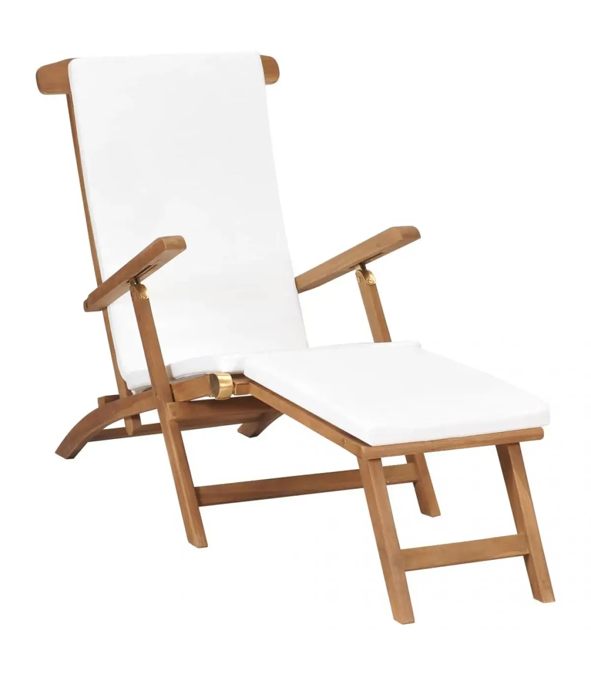 Teak solid wood cream white cushion loungers