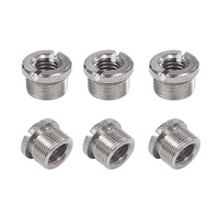 B02B-6 uds 5/8 pulgadas macho a 3/8 pulgadas hembra convertidor de micrófono adaptador de tornillo roscado con moleteados para soportes de micrófono