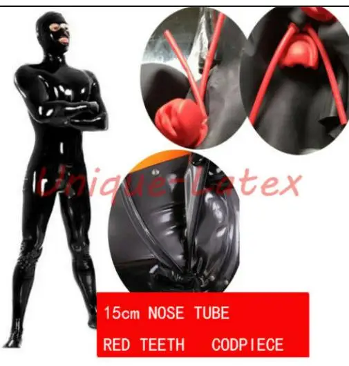 

100% Latex Rubber Gummi 0.45mm Catsuit WITH 15cm nose tube and codpiece