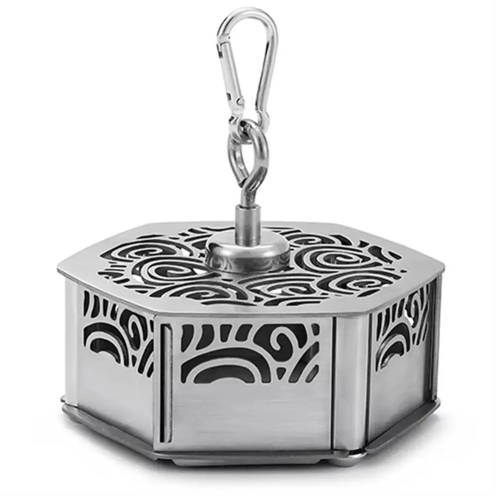 2024 Magnetic Mosquito Incense Box Portable 430 Stainless Steel Mosquito Storage Box Windproof Coil Holder Camping