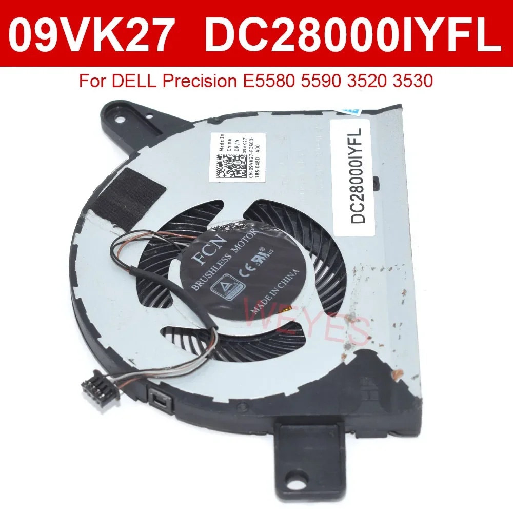 For Dell Precision E5580 5590 3520 3530 5V Laptop CPU Cooling Fan 09VK27 9VK27 DC28000IYFL DFS501105PQ0T 0.5A 4Pins Cooler