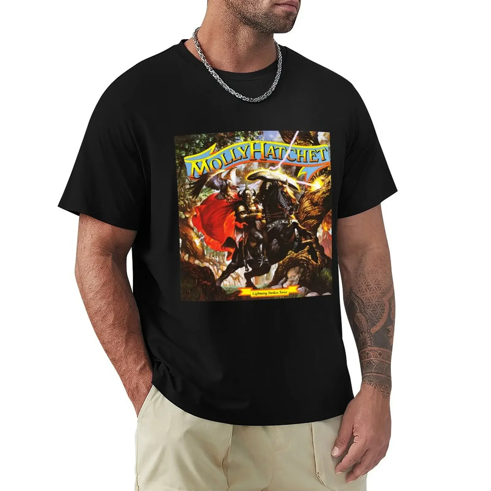 molly hatchet lightning strikes 2021 kakakatin T-Shirt summer tops blanks t shirts for men cotton